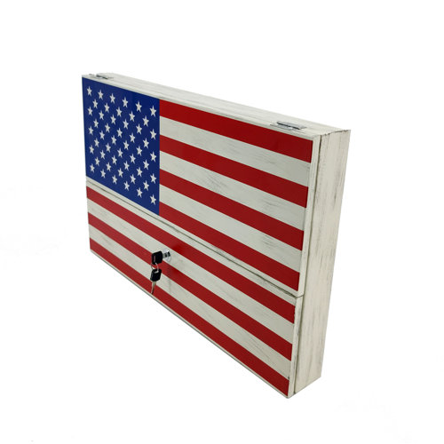 FixtureDisplays American Flag Gun Safe with Lock 2 Keys Wall